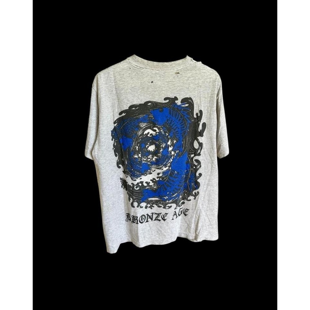 90's Bronze Age Vintage Tshirt Sz L/XL Thrashed Y2K Surf Wear Grey